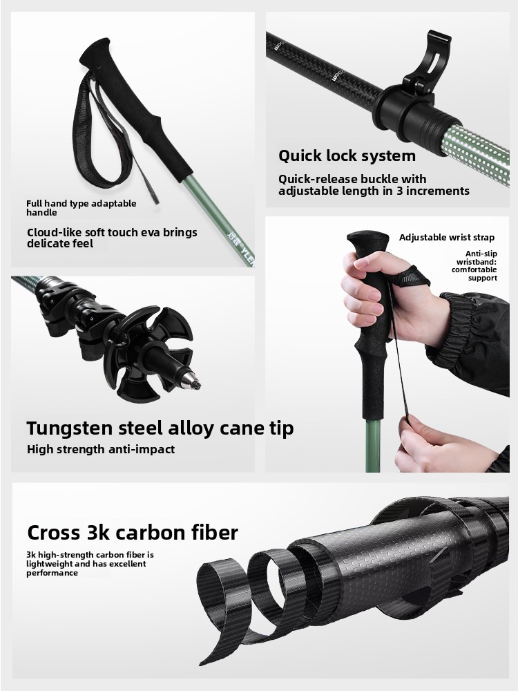 Professional 3K Carbon Fiber T - Trekking Pole Carbon ulasan dan harga